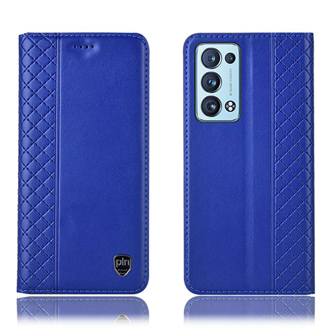 Funda de Cuero Cartera con Soporte Carcasa H10P para Oppo Reno6 Pro+ Plus 5G Azul