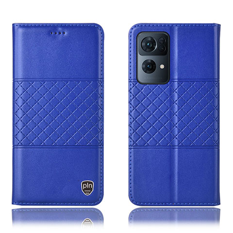 Funda de Cuero Cartera con Soporte Carcasa H10P para Oppo Reno7 Pro 5G Azul