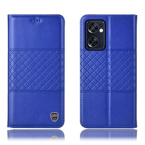 Funda de Cuero Cartera con Soporte Carcasa H10P para Oppo Reno7 SE 5G Azul