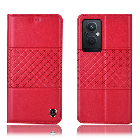 Funda de Cuero Cartera con Soporte Carcasa H10P para Oppo Reno8 Lite 5G Rojo