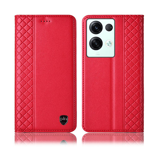 Funda de Cuero Cartera con Soporte Carcasa H10P para Oppo Reno8 Pro 5G Rojo