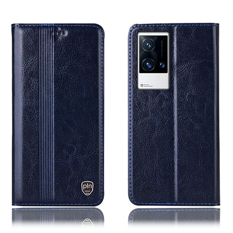 Funda de Cuero Cartera con Soporte Carcasa H10P para Vivo iQOO 8 5G Azul