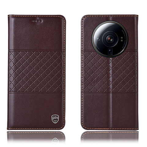 Funda de Cuero Cartera con Soporte Carcasa H10P para Xiaomi Mi 12S Ultra 5G Marron