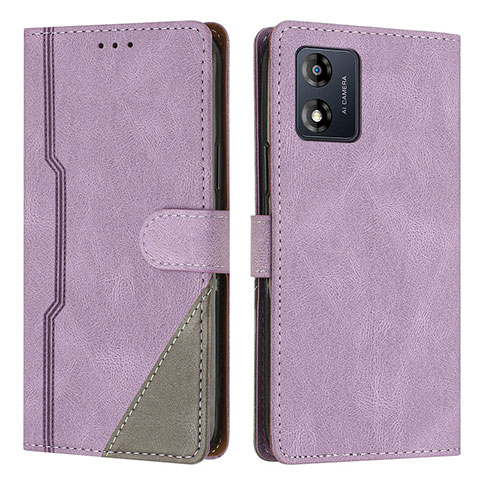 Funda de Cuero Cartera con Soporte Carcasa H10X para Motorola Moto E13 Morado