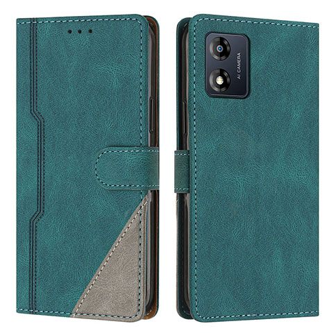 Funda de Cuero Cartera con Soporte Carcasa H10X para Motorola Moto E13 Verde