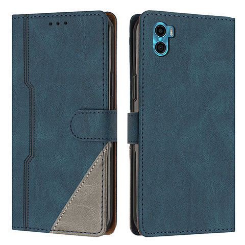 Funda de Cuero Cartera con Soporte Carcasa H10X para Motorola Moto E22S Azul