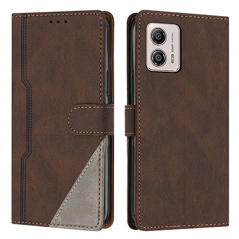 Funda de Cuero Cartera con Soporte Carcasa H10X para Motorola Moto G53 5G Marron