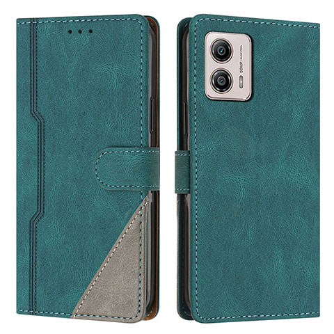 Funda de Cuero Cartera con Soporte Carcasa H10X para Motorola Moto G53 5G Verde