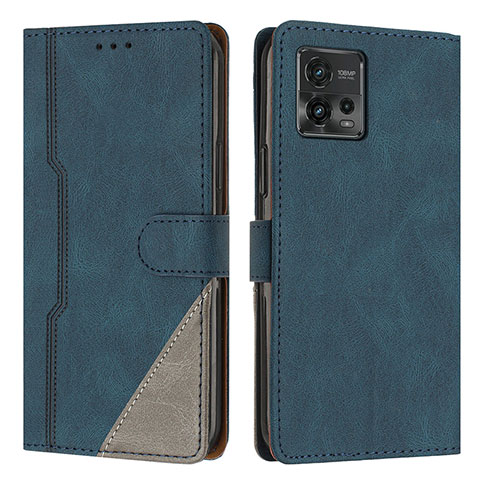 Funda de Cuero Cartera con Soporte Carcasa H10X para Motorola Moto G72 Azul