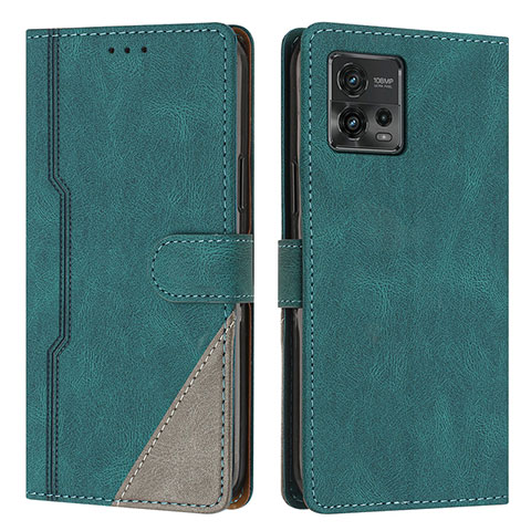 Funda de Cuero Cartera con Soporte Carcasa H10X para Motorola Moto G72 Verde