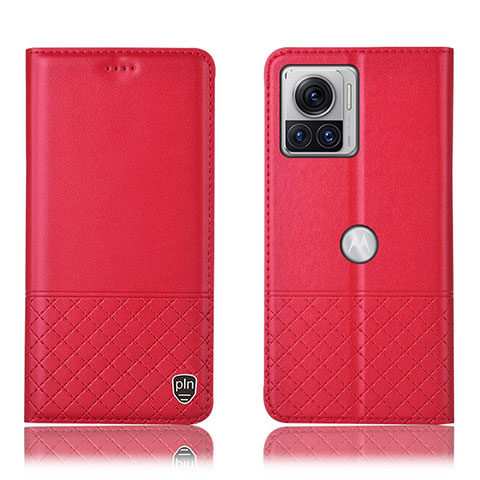 Funda de Cuero Cartera con Soporte Carcasa H11P para Motorola Moto Edge 30 Ultra 5G Rojo