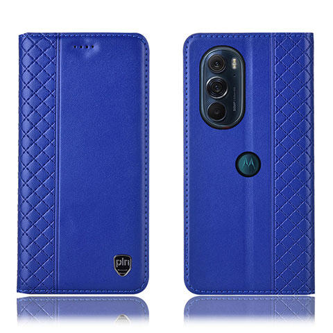 Funda de Cuero Cartera con Soporte Carcasa H11P para Motorola Moto Edge Plus (2022) 5G Azul