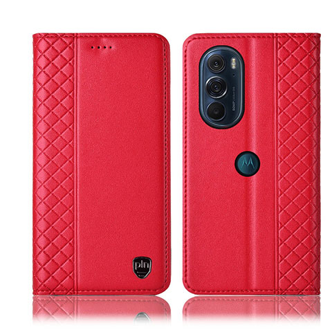 Funda de Cuero Cartera con Soporte Carcasa H11P para Motorola Moto Edge X30 5G Rojo