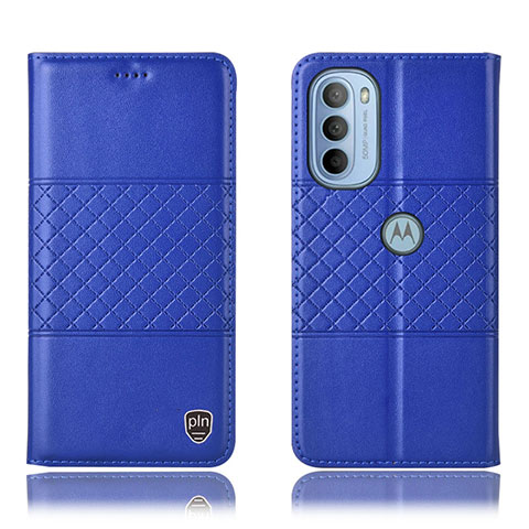 Funda de Cuero Cartera con Soporte Carcasa H11P para Motorola Moto G31 Azul