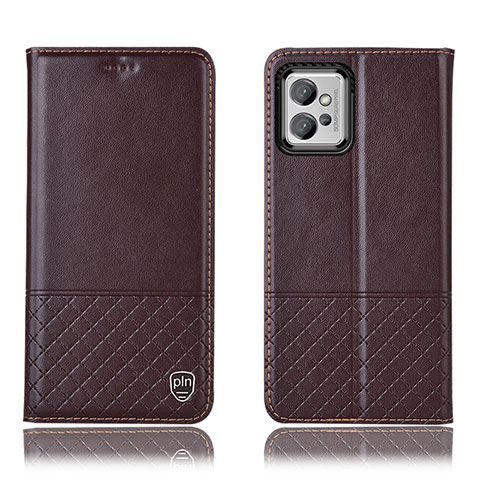 Funda de Cuero Cartera con Soporte Carcasa H11P para Motorola Moto G32 Marron