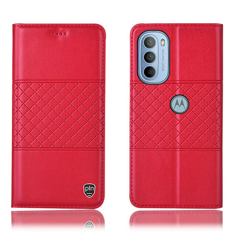 Funda de Cuero Cartera con Soporte Carcasa H11P para Motorola Moto G41 Rojo