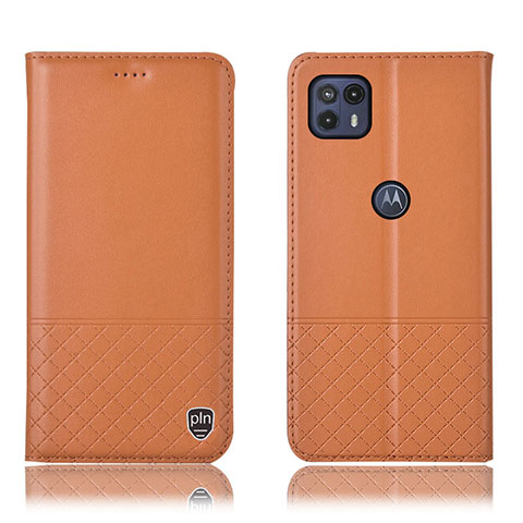 Funda de Cuero Cartera con Soporte Carcasa H11P para Motorola Moto G50 5G Naranja