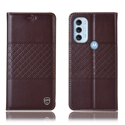 Funda de Cuero Cartera con Soporte Carcasa H11P para Motorola Moto G71 5G Marron