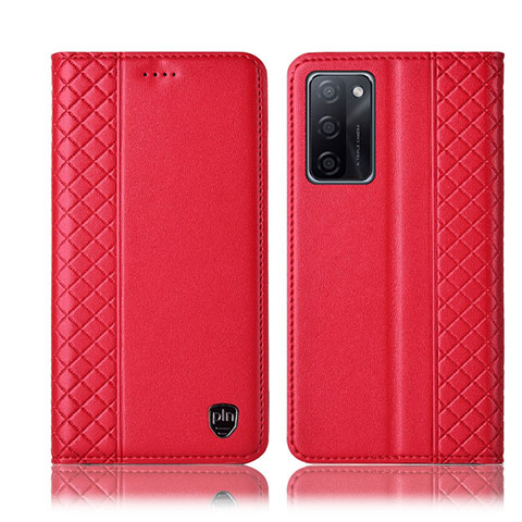 Funda de Cuero Cartera con Soporte Carcasa H11P para Oppo A55S 5G Rojo