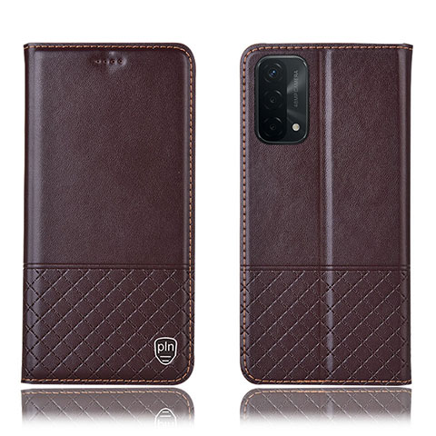 Funda de Cuero Cartera con Soporte Carcasa H11P para Oppo A93 5G Marron