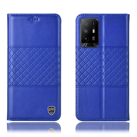 Funda de Cuero Cartera con Soporte Carcasa H11P para Oppo A94 5G Azul