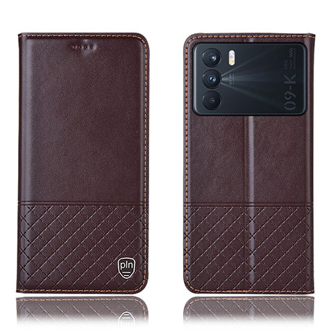 Funda de Cuero Cartera con Soporte Carcasa H11P para Oppo K9 Pro 5G Marron