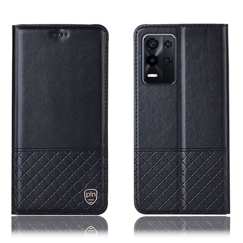 Funda de Cuero Cartera con Soporte Carcasa H11P para Oppo K9X 5G Negro