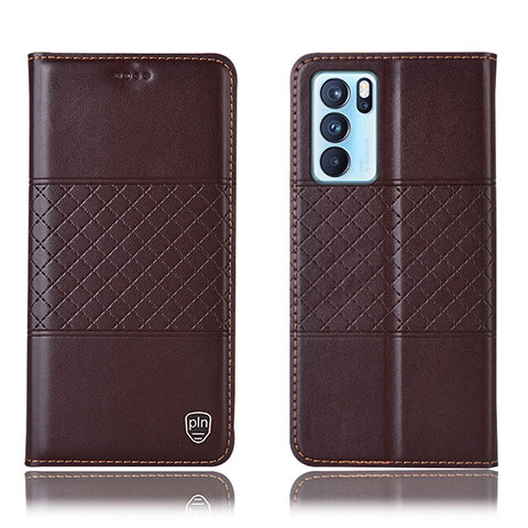 Funda de Cuero Cartera con Soporte Carcasa H11P para Oppo Reno6 Pro 5G India Marron