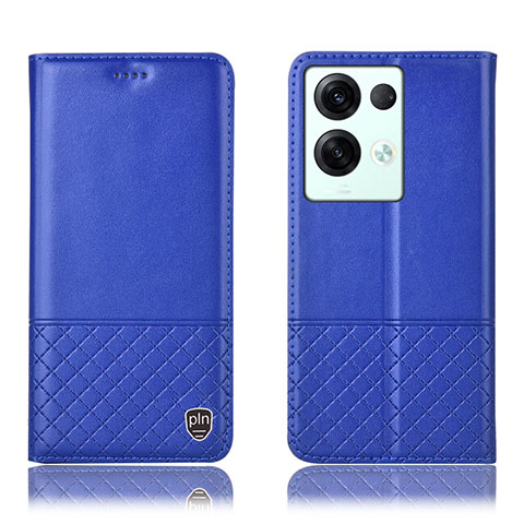 Funda de Cuero Cartera con Soporte Carcasa H11P para Oppo Reno8 Pro 5G Azul