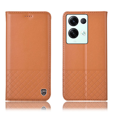 Funda de Cuero Cartera con Soporte Carcasa H11P para Oppo Reno9 Pro+ Plus 5G Naranja