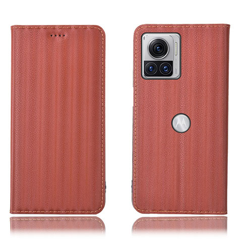 Funda de Cuero Cartera con Soporte Carcasa H15P para Motorola Moto Edge 30 Ultra 5G Marron