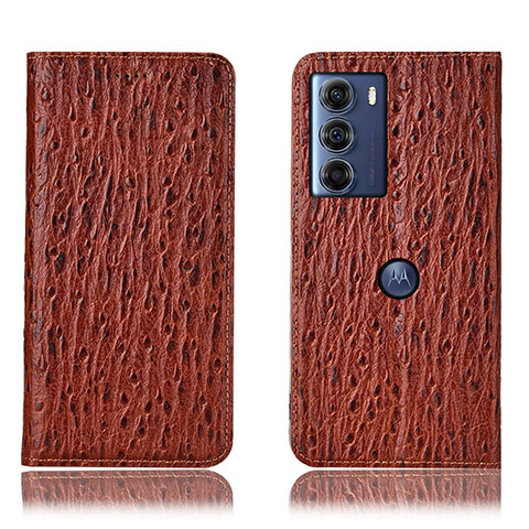 Funda de Cuero Cartera con Soporte Carcasa H15P para Motorola Moto Edge S30 5G Marron