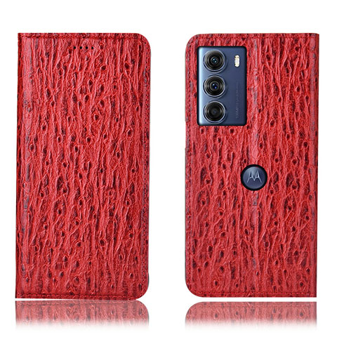 Funda de Cuero Cartera con Soporte Carcasa H15P para Motorola Moto Edge S30 5G Rojo