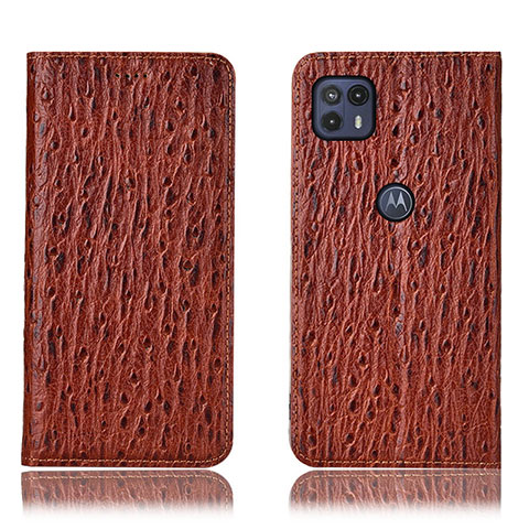 Funda de Cuero Cartera con Soporte Carcasa H15P para Motorola Moto G50 5G Marron