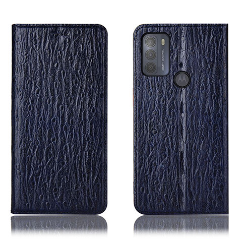 Funda de Cuero Cartera con Soporte Carcasa H15P para Motorola Moto G50 Azul