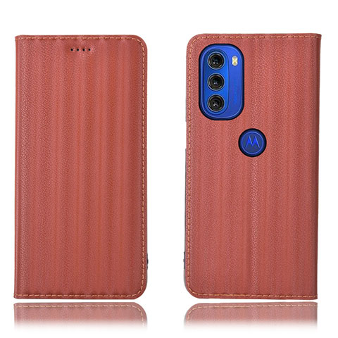 Funda de Cuero Cartera con Soporte Carcasa H15P para Motorola Moto G51 5G Marron