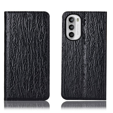 Funda de Cuero Cartera con Soporte Carcasa H15P para Motorola MOTO G52 Negro