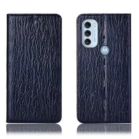 Funda de Cuero Cartera con Soporte Carcasa H15P para Motorola Moto G71 5G Azul