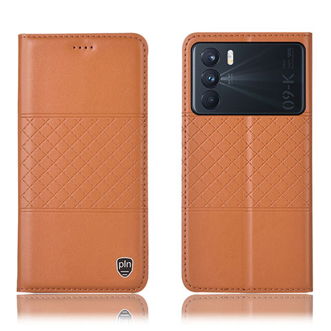 Funda de Cuero Cartera con Soporte Carcasa H15P para Oppo K9 Pro 5G Naranja