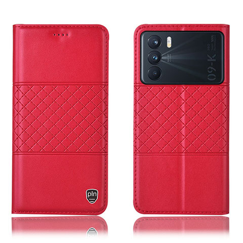 Funda de Cuero Cartera con Soporte Carcasa H15P para Oppo K9 Pro 5G Rojo