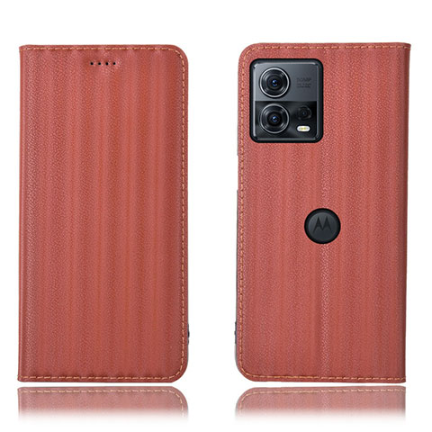 Funda de Cuero Cartera con Soporte Carcasa H16P para Motorola Moto Edge 30 Fusion 5G Marron