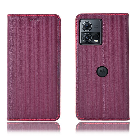 Funda de Cuero Cartera con Soporte Carcasa H16P para Motorola Moto Edge 30 Fusion 5G Morado