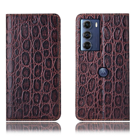 Funda de Cuero Cartera con Soporte Carcasa H16P para Motorola Moto Edge S30 5G Marron