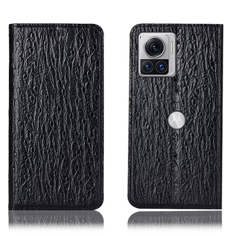 Funda de Cuero Cartera con Soporte Carcasa H16P para Motorola Moto Edge X30 Pro 5G Negro