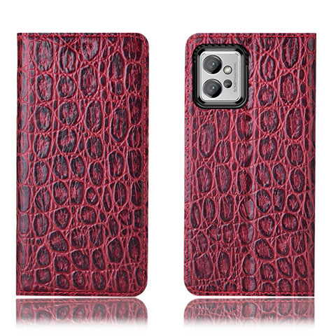 Funda de Cuero Cartera con Soporte Carcasa H16P para Motorola Moto G32 Rojo