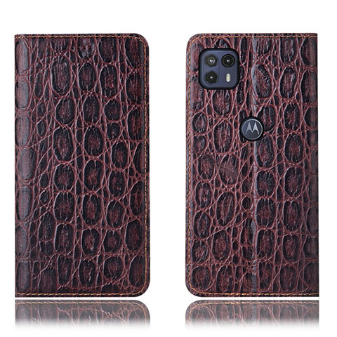 Funda de Cuero Cartera con Soporte Carcasa H16P para Motorola Moto G50 5G Marron