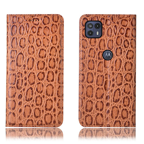 Funda de Cuero Cartera con Soporte Carcasa H16P para Motorola Moto G50 5G Marron Claro