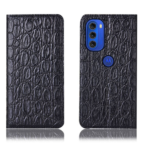 Funda de Cuero Cartera con Soporte Carcasa H16P para Motorola Moto G51 5G Negro