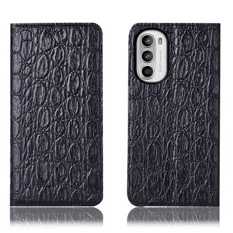 Funda de Cuero Cartera con Soporte Carcasa H16P para Motorola MOTO G52 Negro