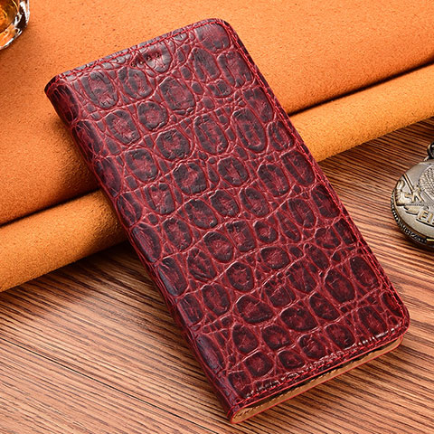 Funda de Cuero Cartera con Soporte Carcasa H16P para Nokia C31 Rojo